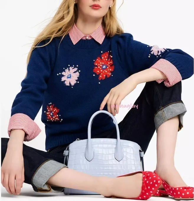 Elegant Wool Long Sleeves with Flower Patterns by kate spade new york