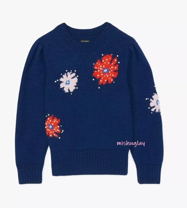 Elegant Wool Long Sleeves with Flower Patterns by kate spade new york