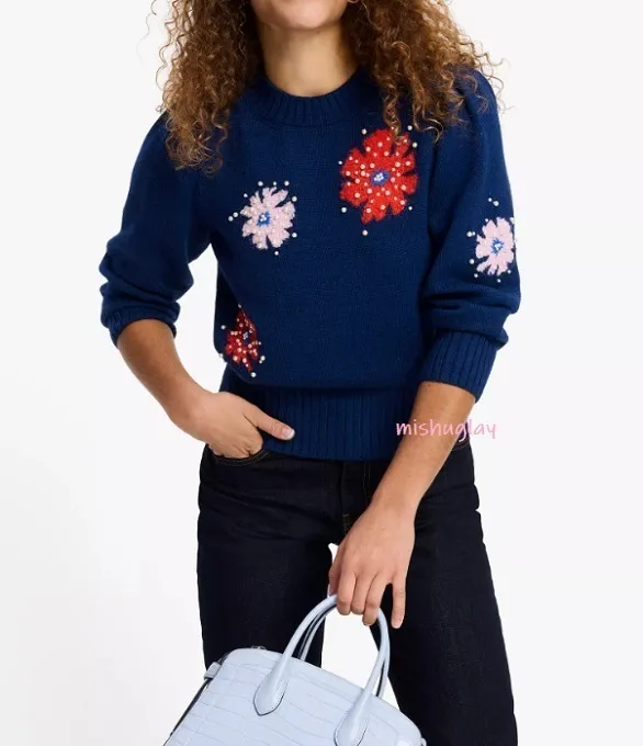 Elegant Wool Long Sleeves with Flower Patterns by kate spade new york