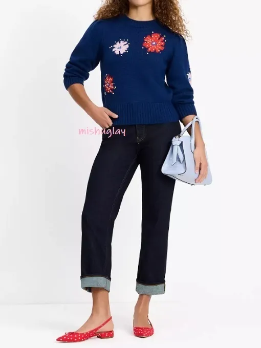 Elegant Wool Long Sleeves with Flower Patterns by kate spade new york