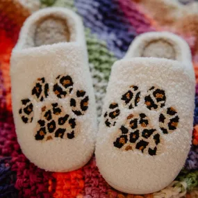 Katydid Paw Print Leopard Sherpa Slippers