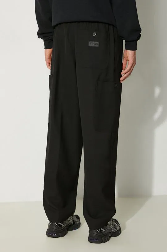 Kenzo Cargo Jogpant wool trousers black color