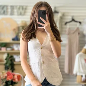 Linen Boho Vest Khaki