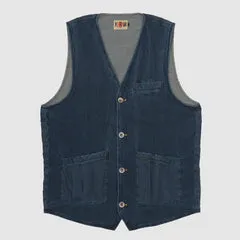 KRM Indigo Dyed Honeycomb Sashiko Vest