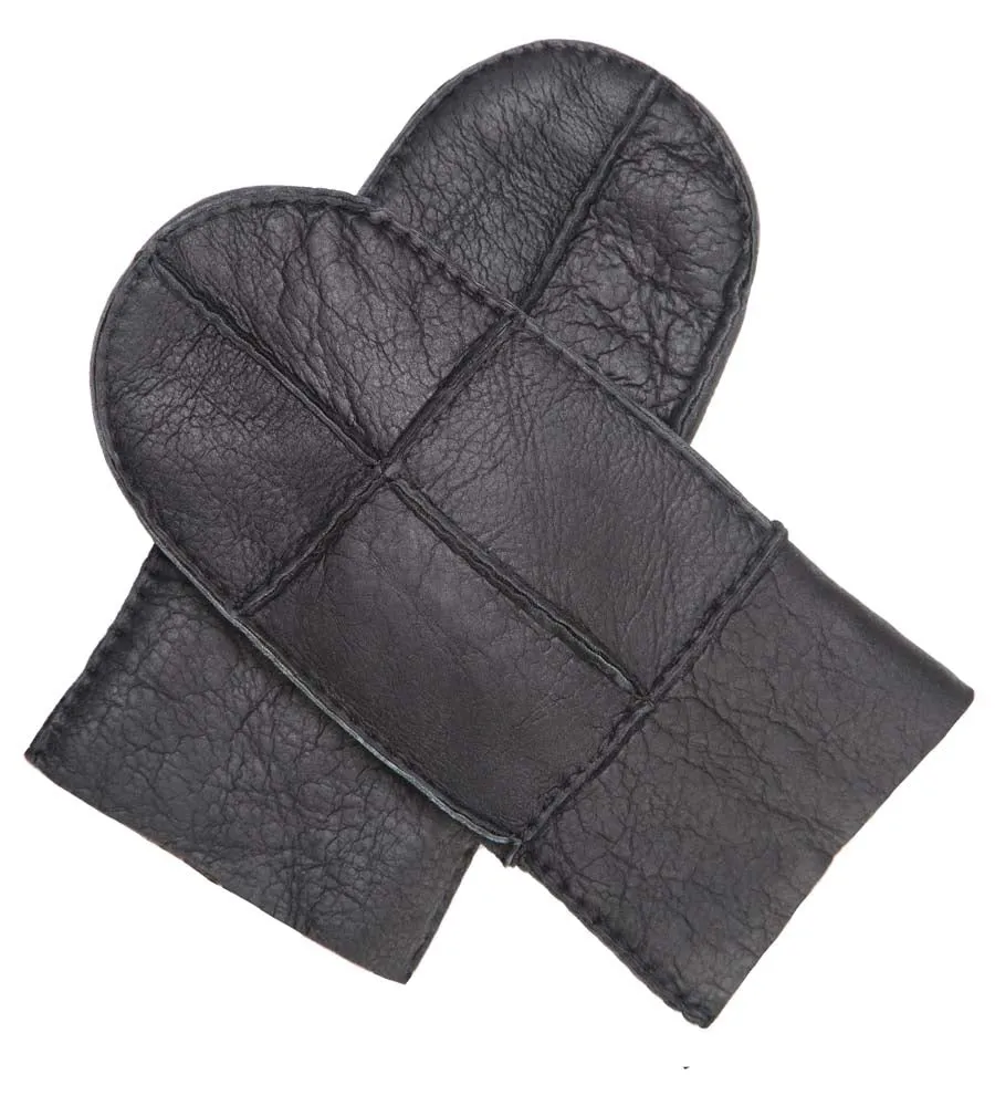 Black Ladies Sheepskin Mittens