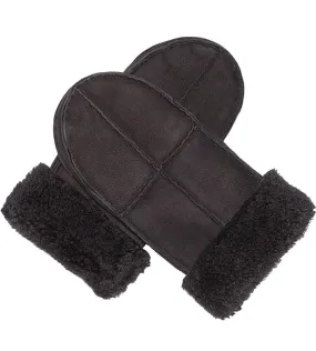 Black Ladies Sheepskin Mittens