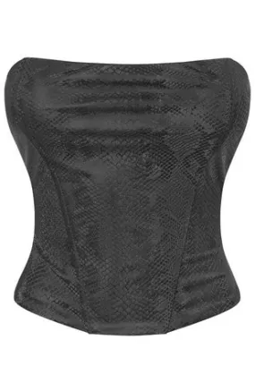 Snake Print Leather Corset Crop Top - Daisy Collection