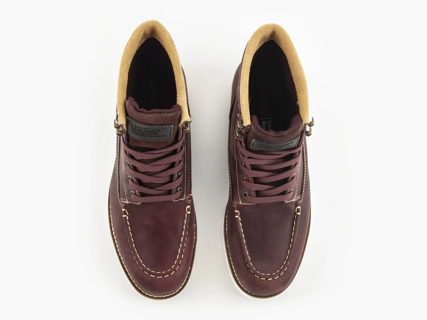 Levi's Darrow Mocc Lace Up Leather Boots Dark Bordeaux