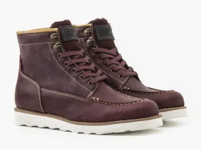 Levi's Darrow Mocc Lace Up Leather Boots Dark Bordeaux