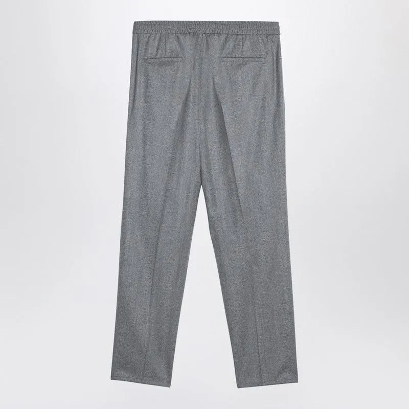 Light Grey Wool Trousers for Men