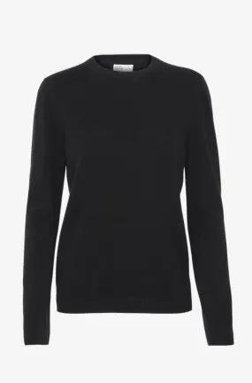 Light Merino Wool Crew Neck Jumper Deep Black - Small