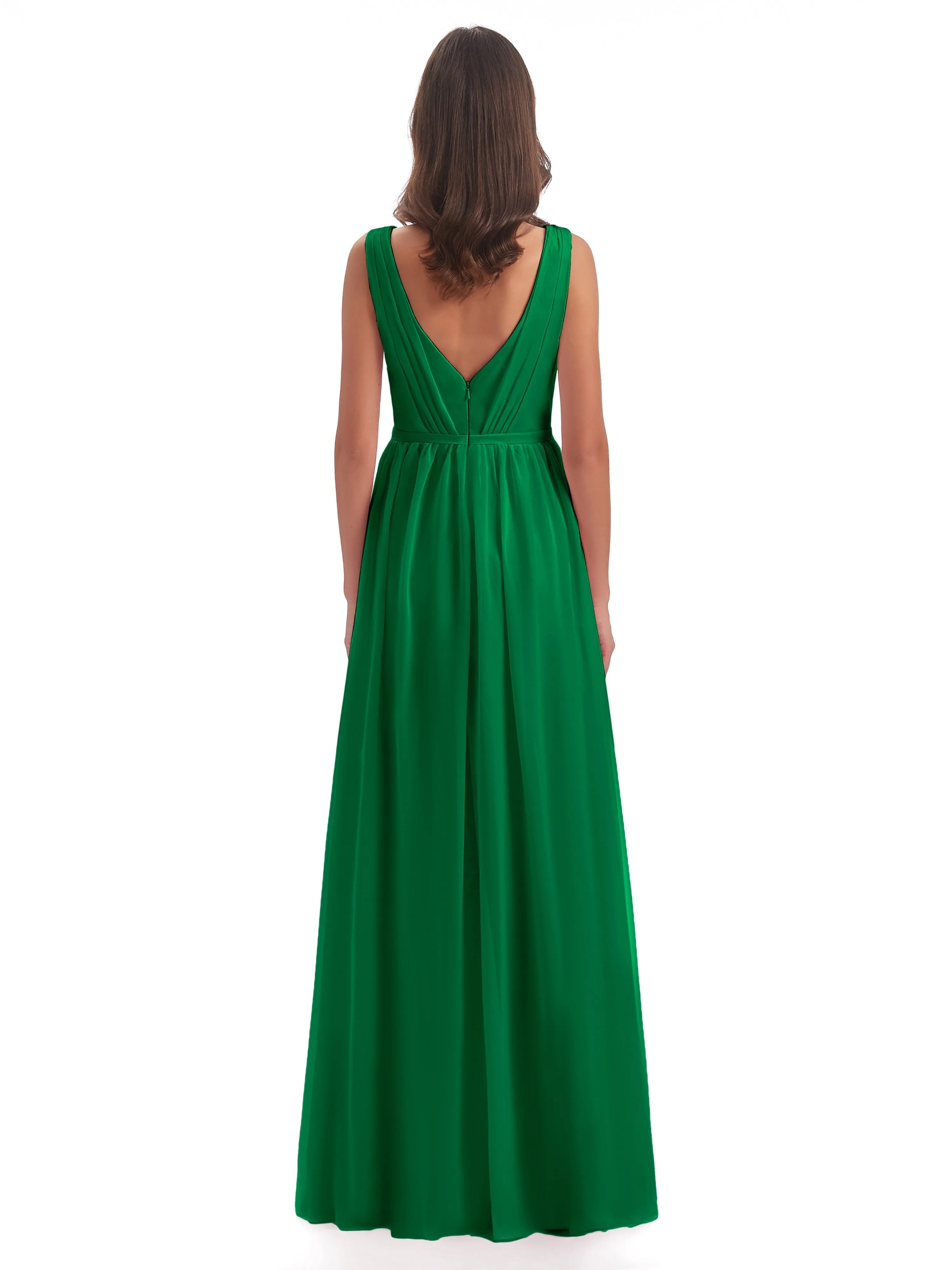 V-Neck Sheath/Column Chiffon Evening Dresses