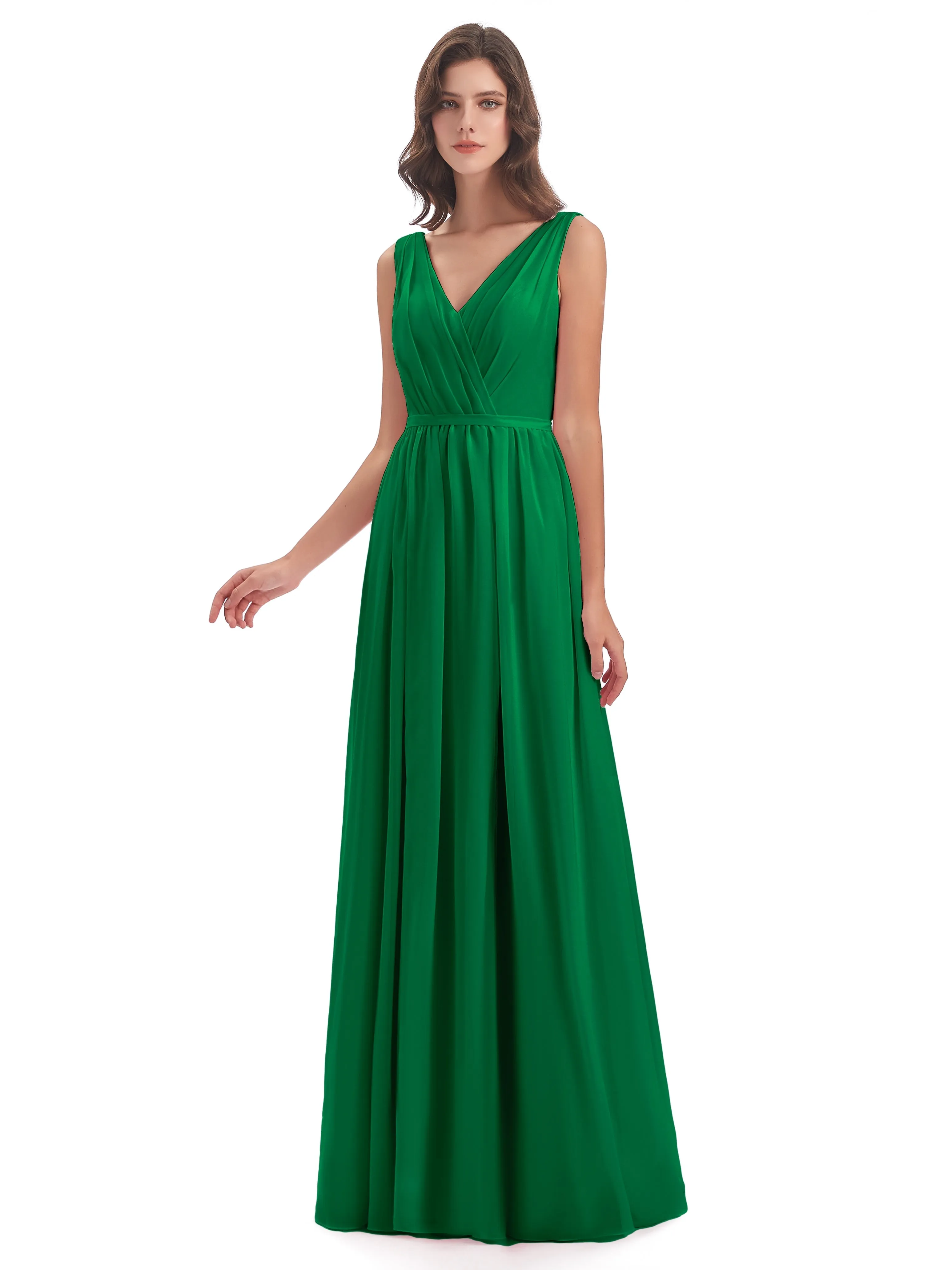 V-Neck Sheath/Column Chiffon Evening Dresses