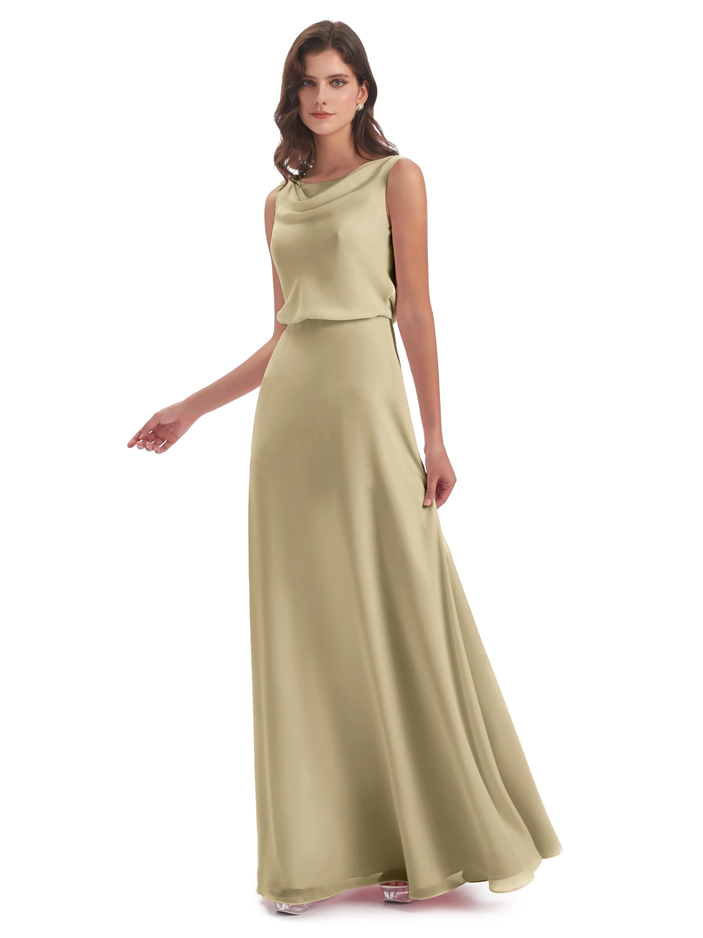 Cowl Neck Sheath/Column Bridesmaid Dresses