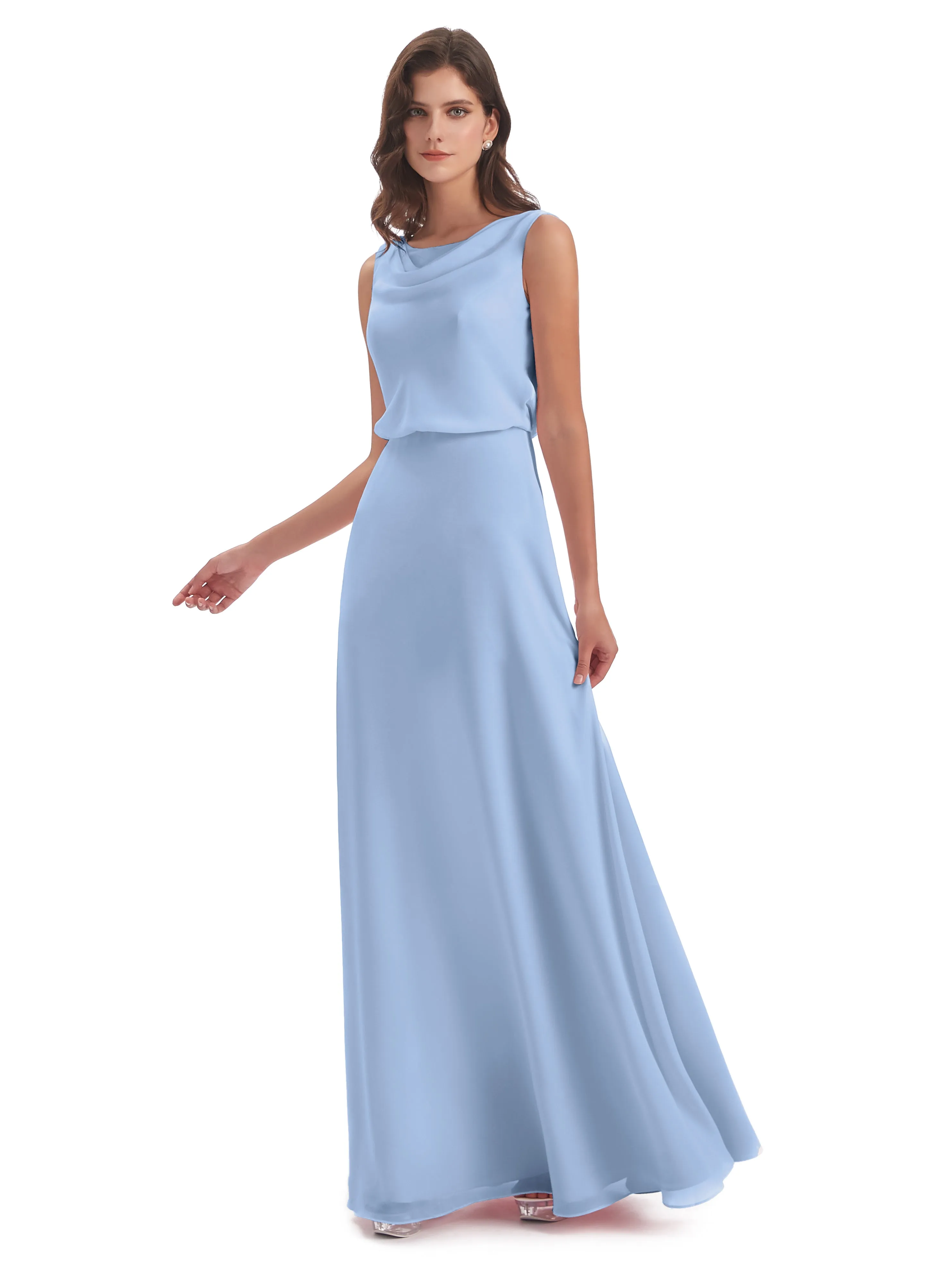 Cowl Neck Sheath/Column Bridesmaid Dresses