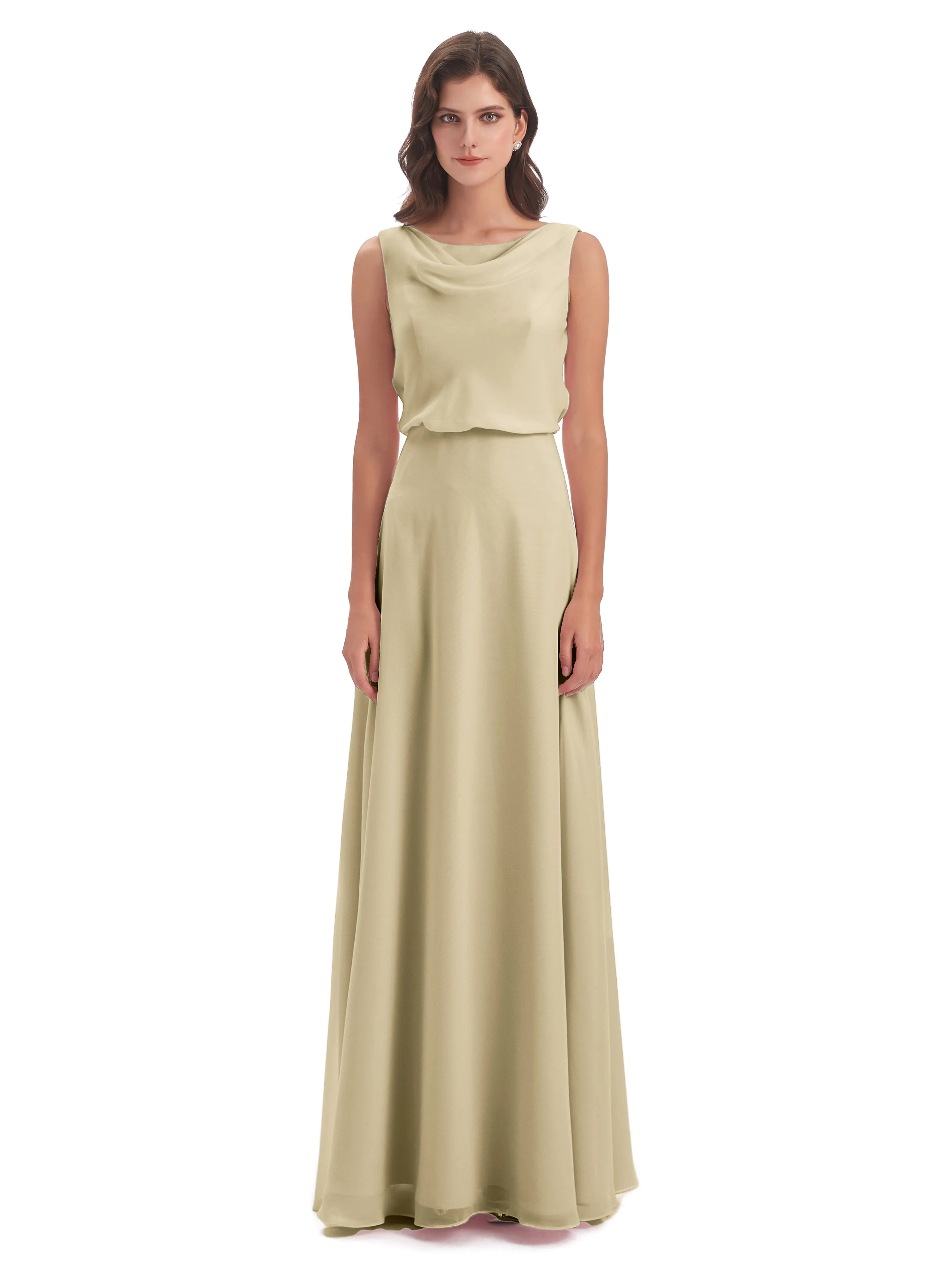 Cowl Neck Sheath/Column Bridesmaid Dresses