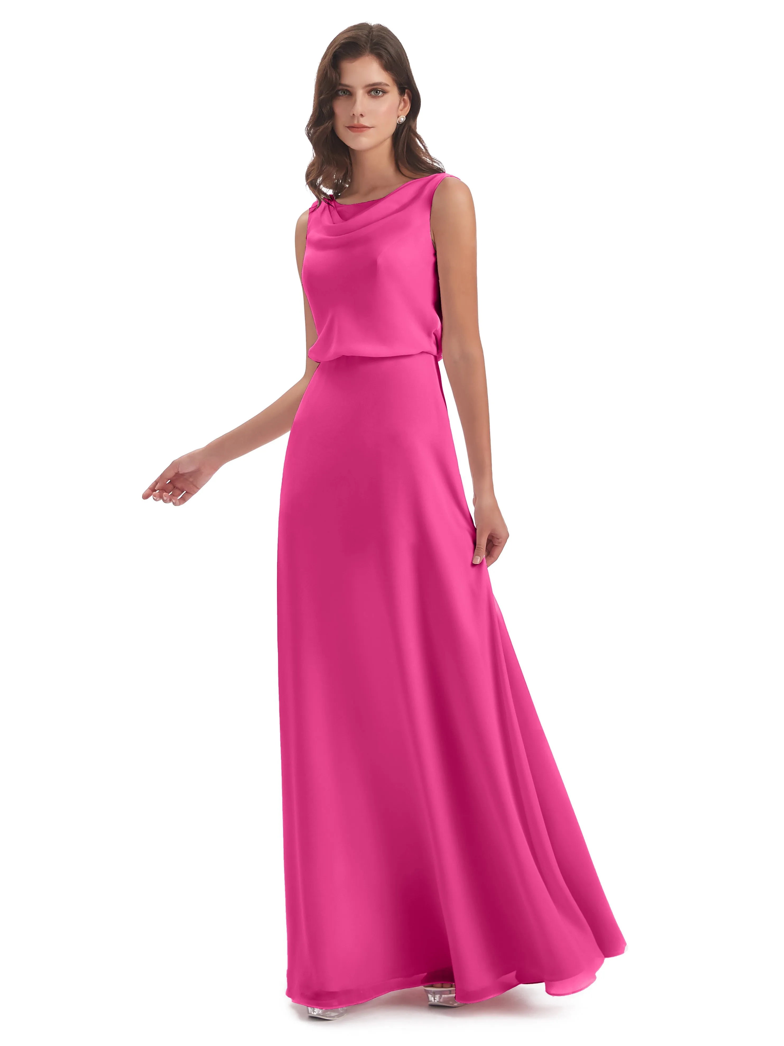 Cowl Neck Sheath/Column Bridesmaid Dresses