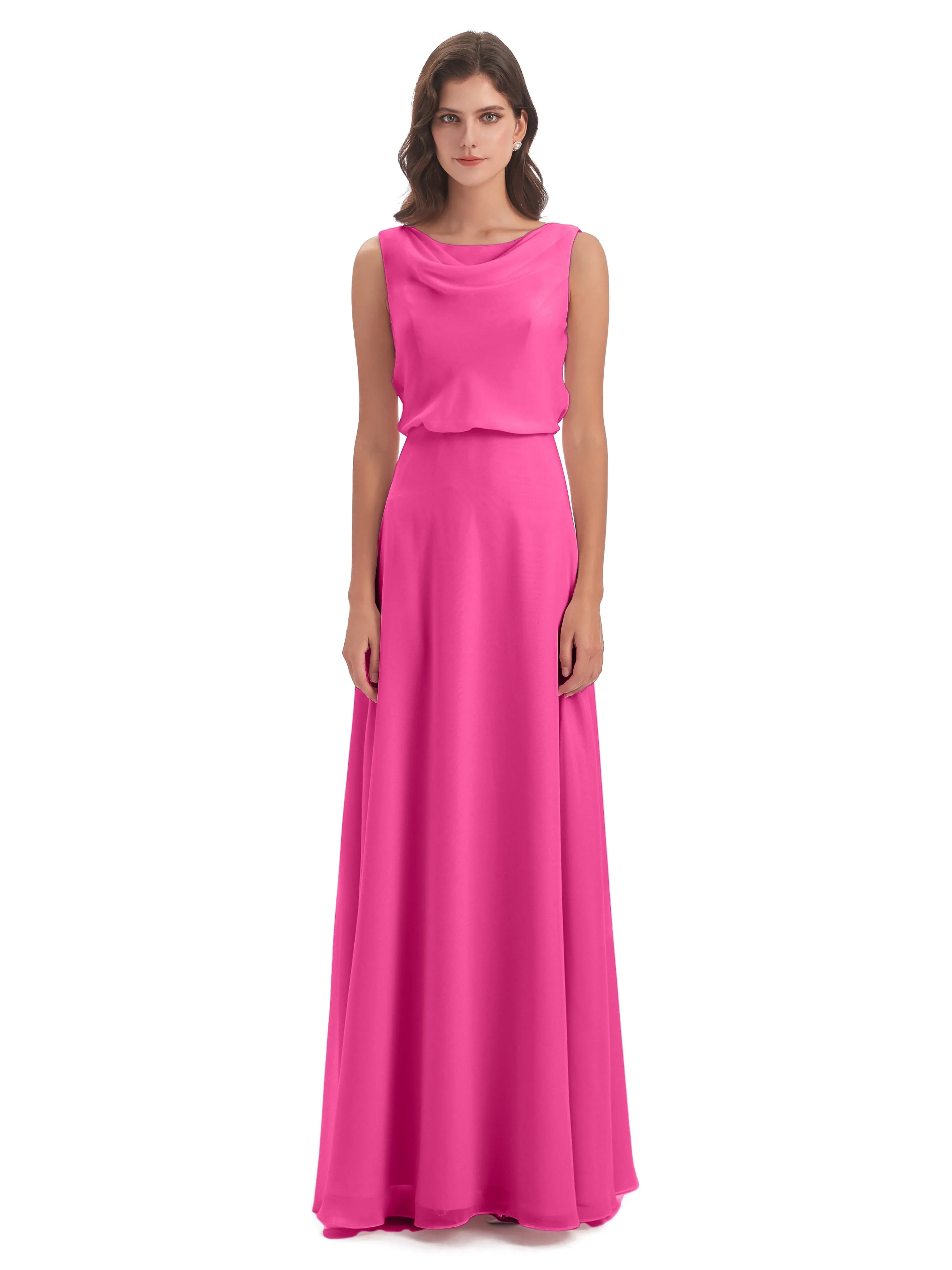 Cowl Neck Sheath/Column Bridesmaid Dresses