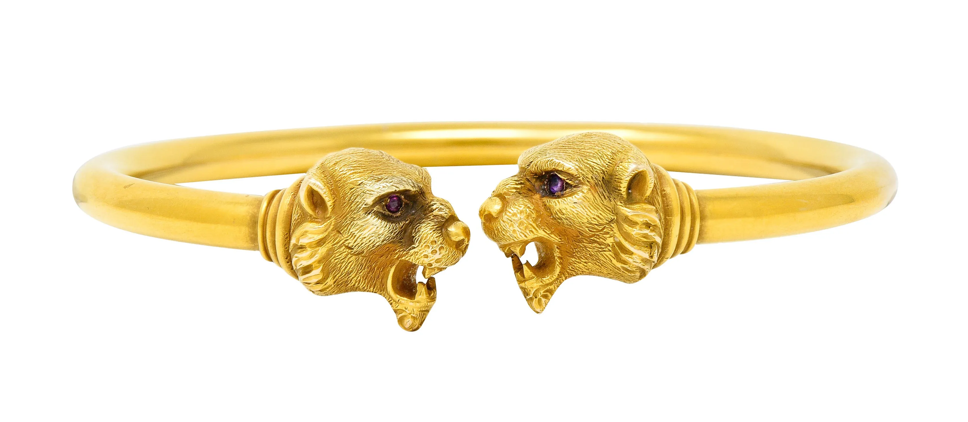 Vintage Ruby Lion Cuff Bracelet