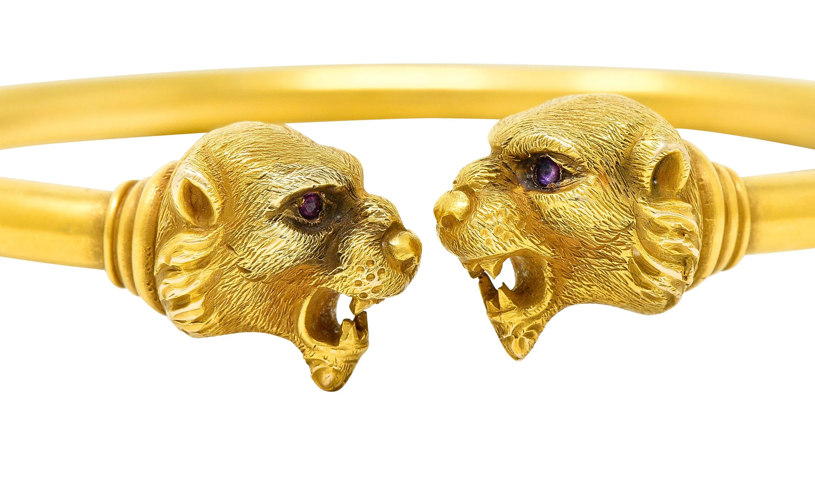 Vintage Ruby Lion Cuff Bracelet