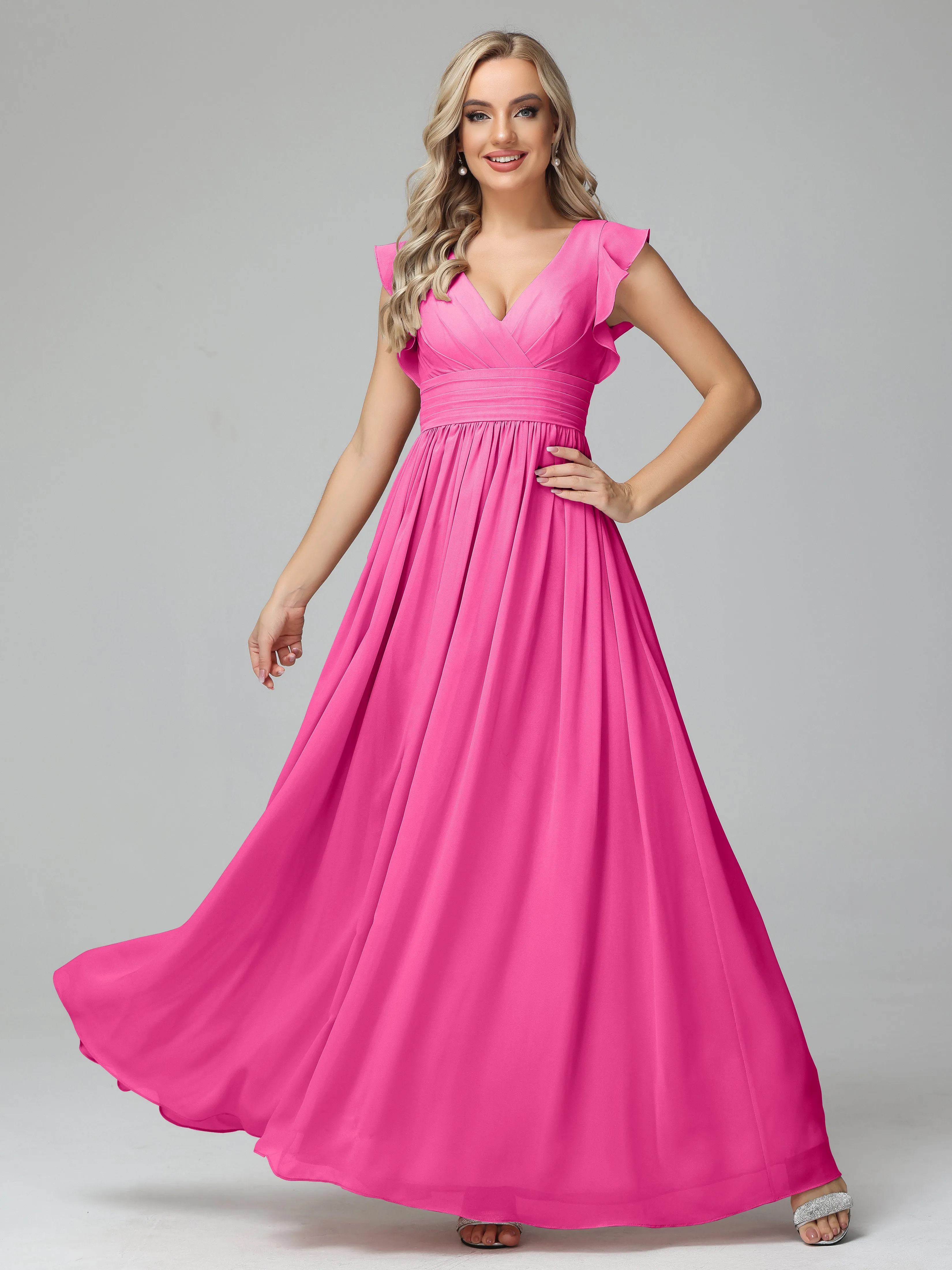 Flowy Chiffon Long Bridesmaid Dress