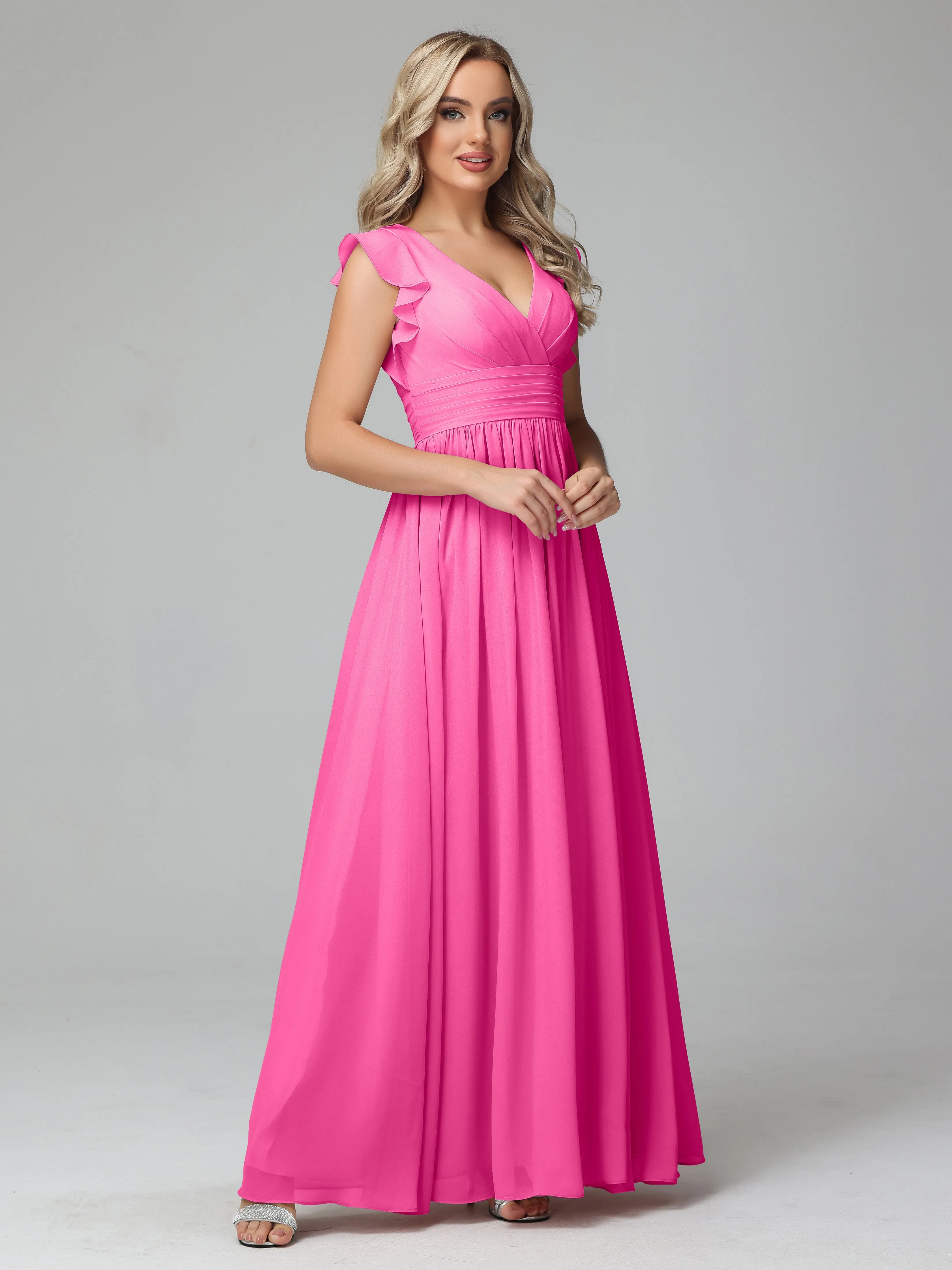 Flowy Chiffon Long Bridesmaid Dress