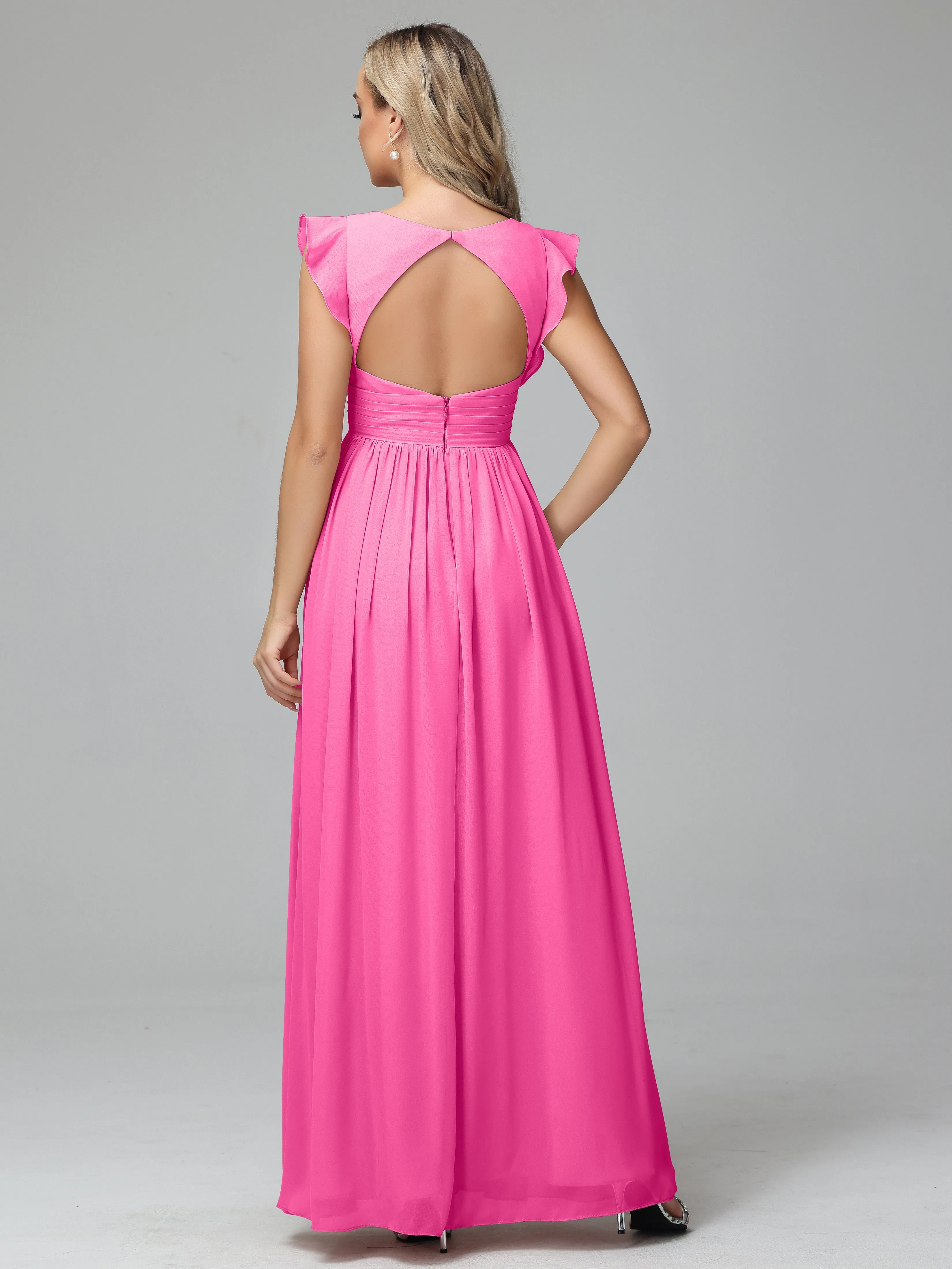 Flowy Chiffon Long Bridesmaid Dress