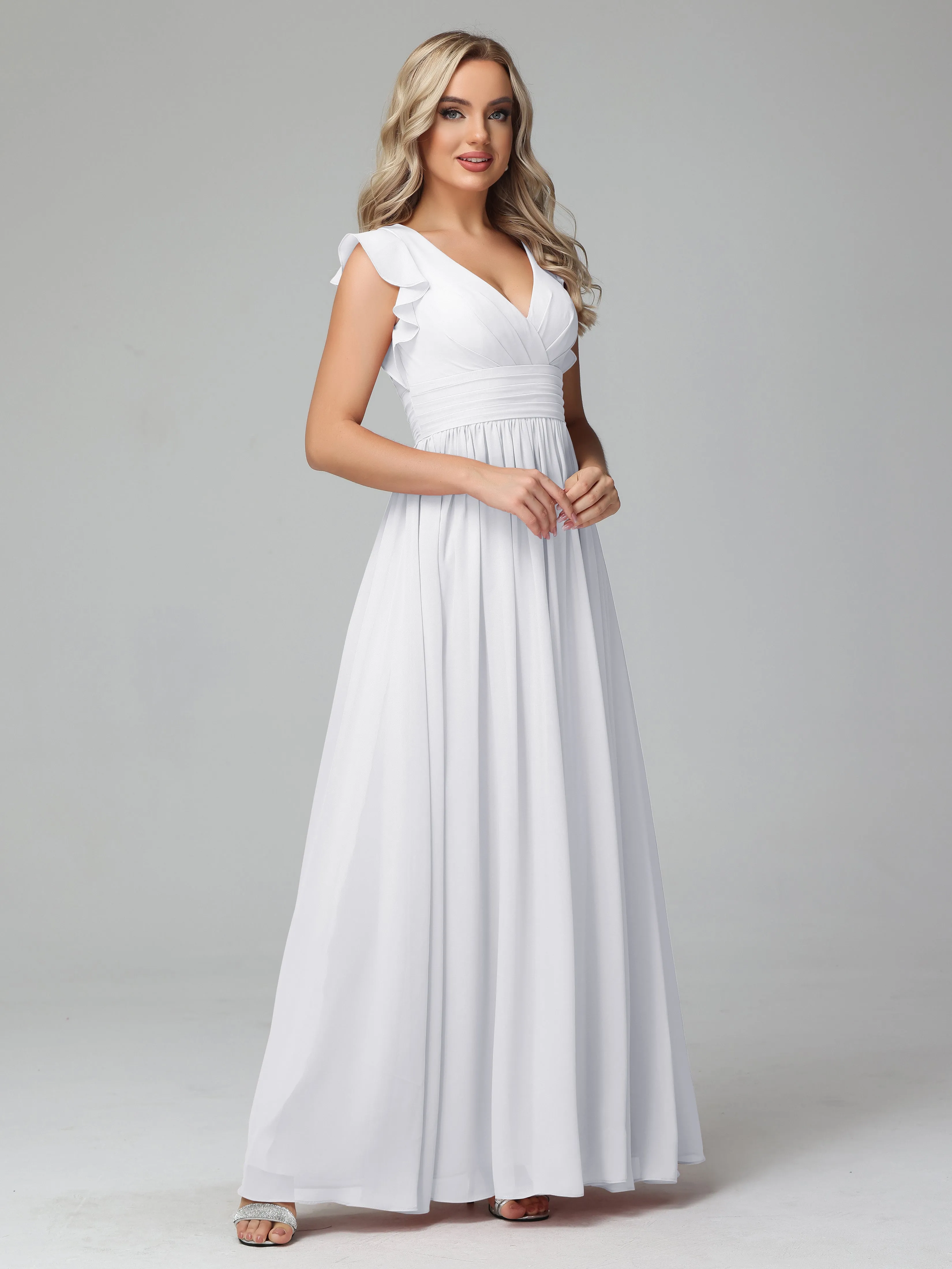 Flowy Chiffon Long Bridesmaid Dress