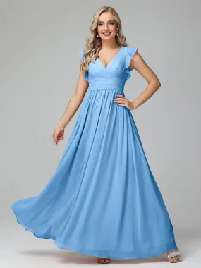 Flowy Chiffon Long Bridesmaid Dress