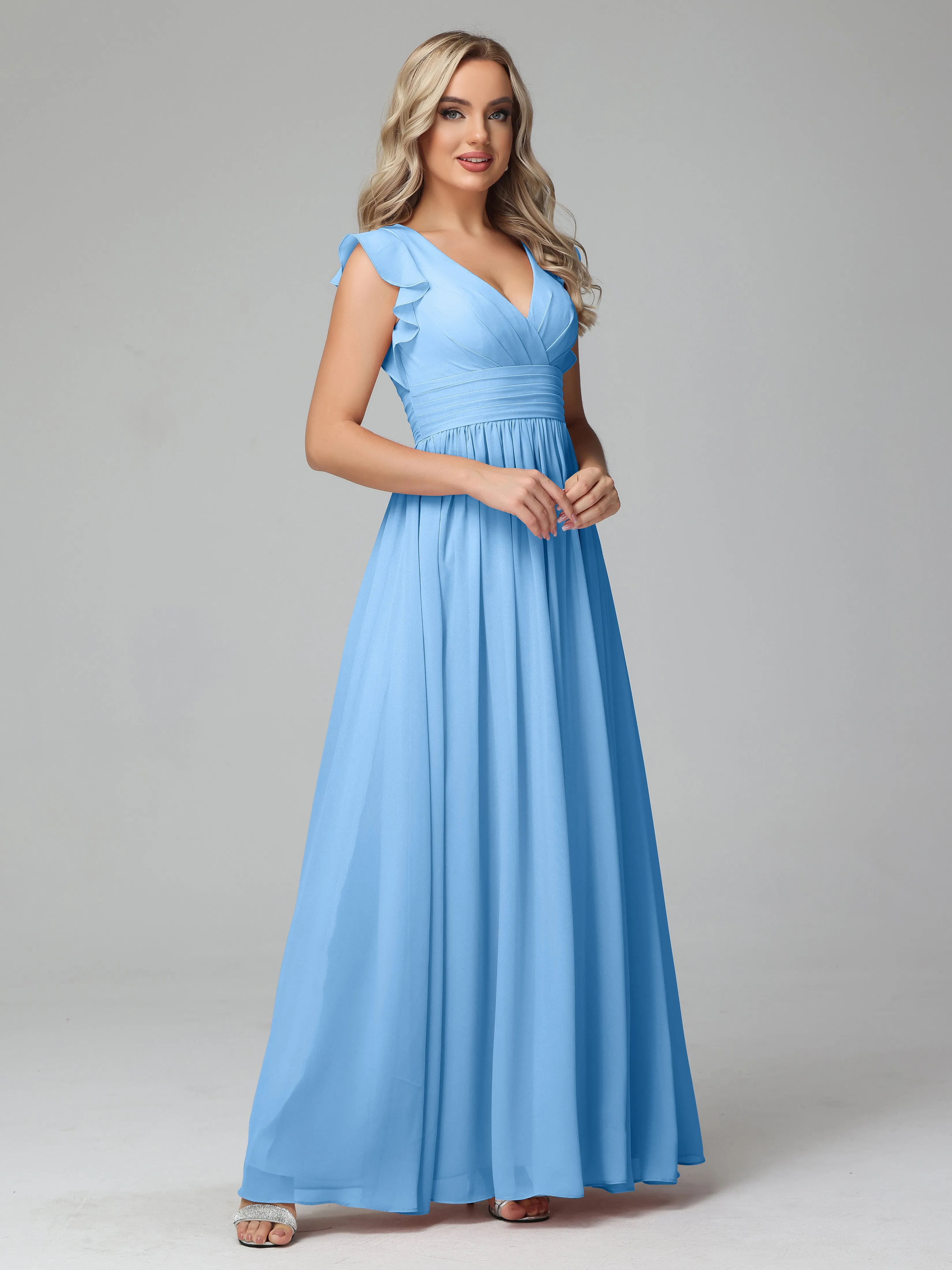 Flowy Chiffon Long Bridesmaid Dress