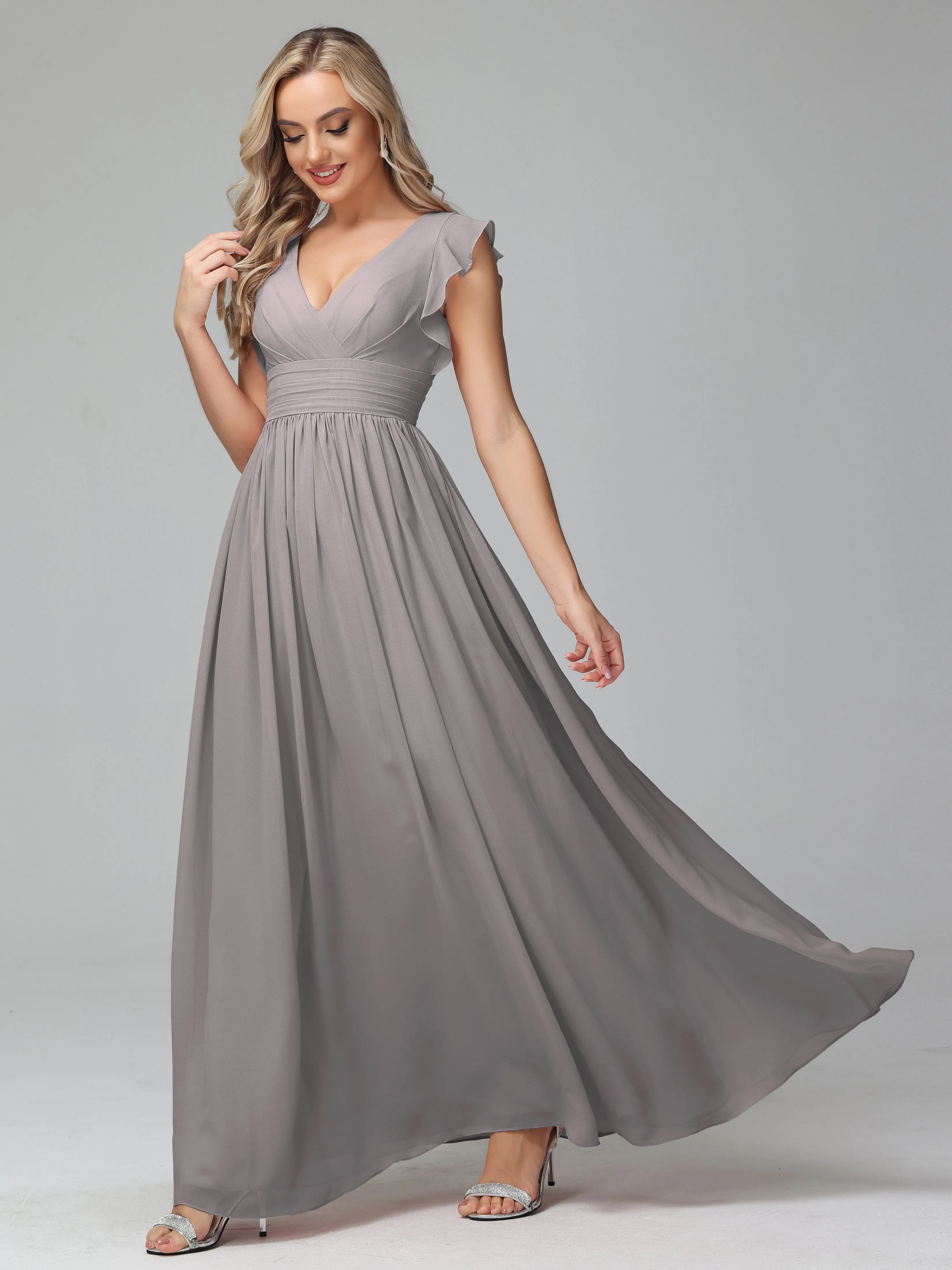 Flowy Chiffon Long Bridesmaid Dress