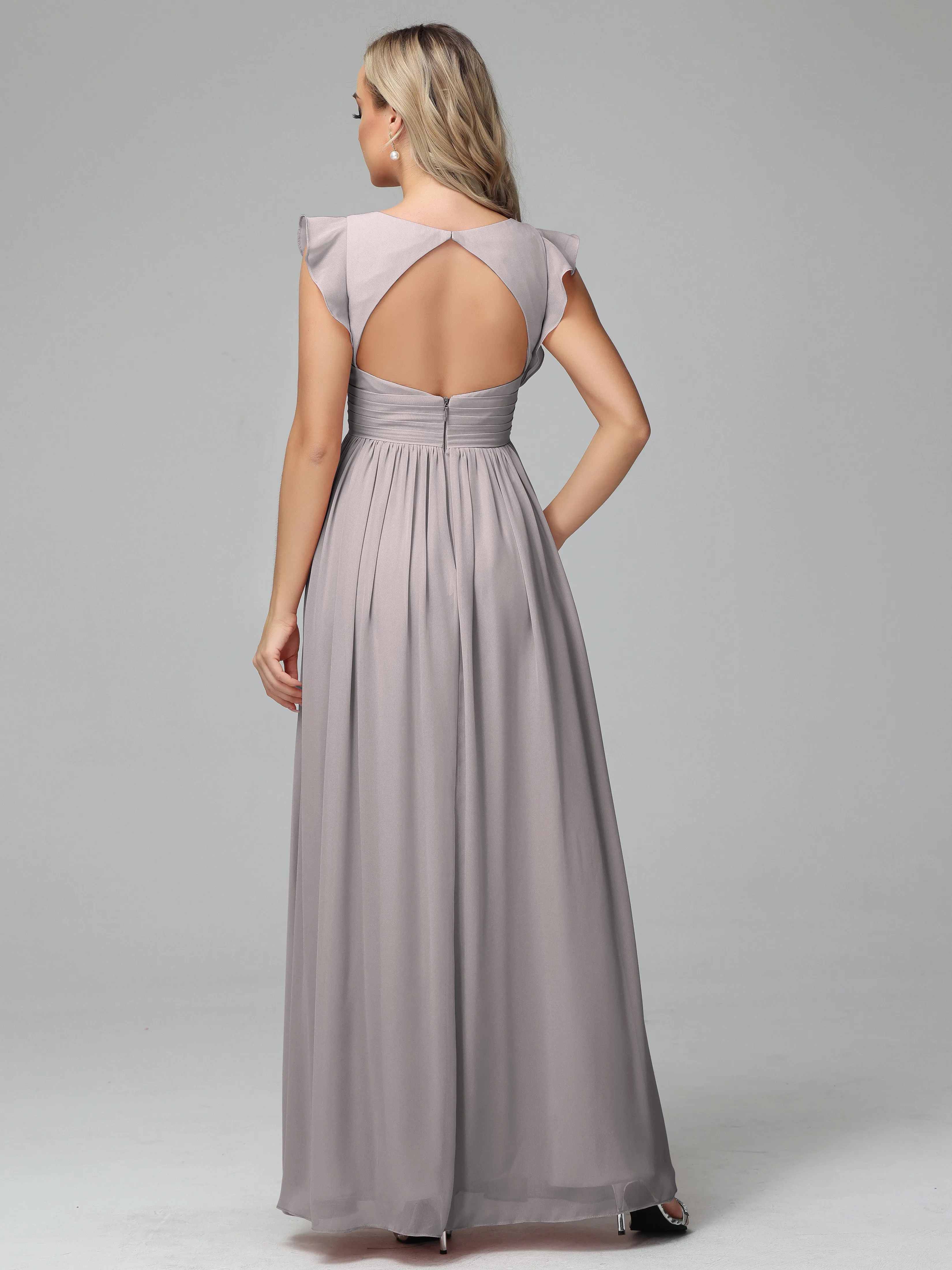 Flowy Chiffon Long Bridesmaid Dress