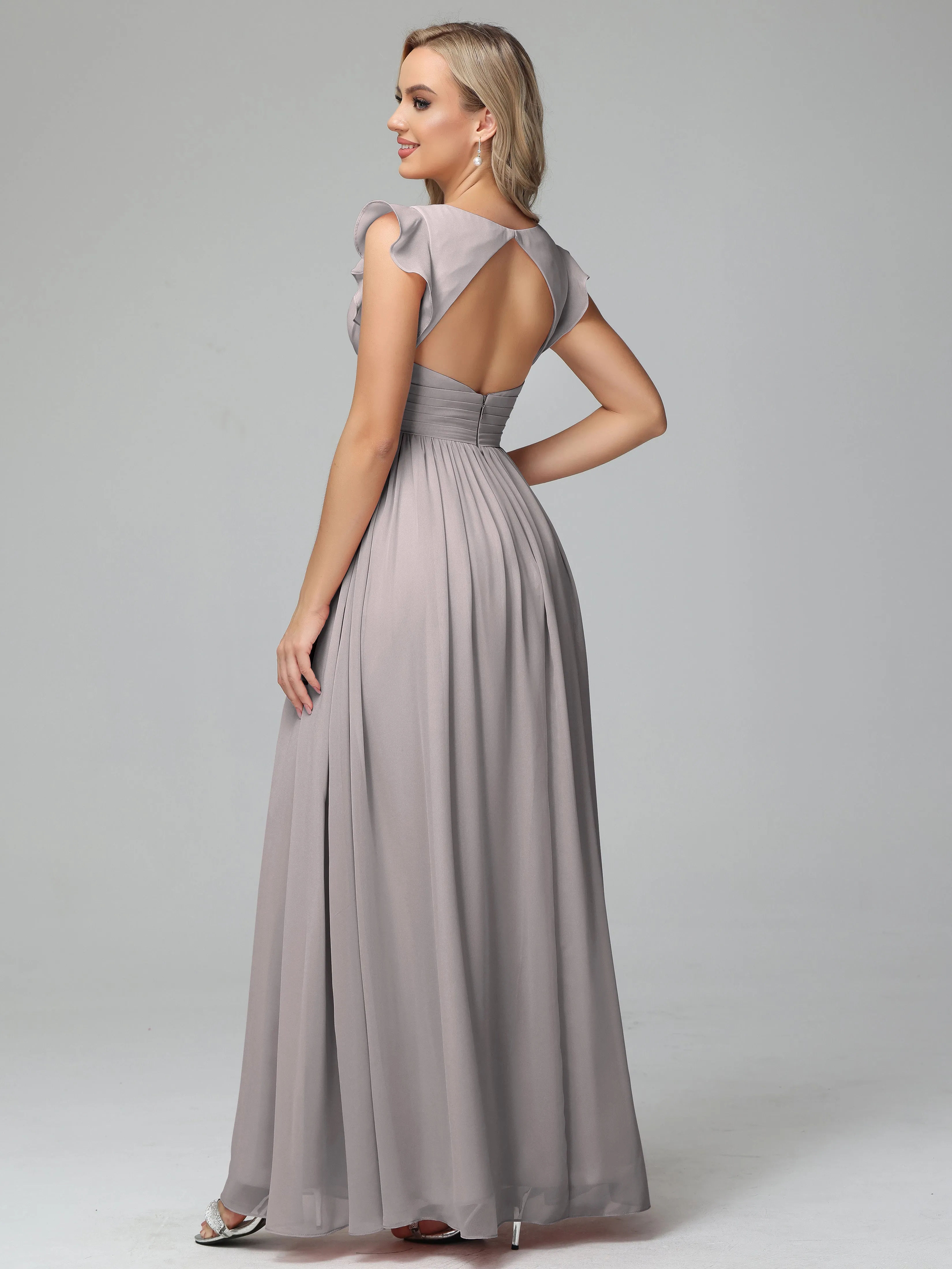 Flowy Chiffon Long Bridesmaid Dress