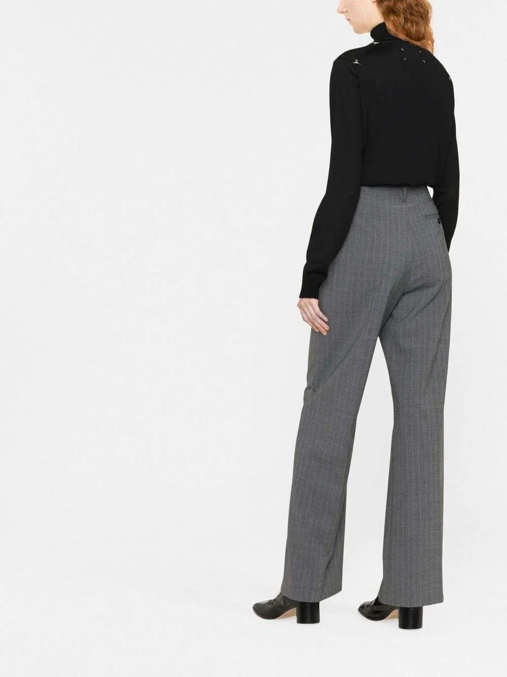 Wool Office Style Plain High-Neck Long Sleeves