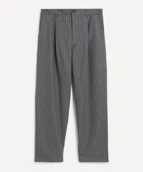 Malham Grey Pinstripe Wool Trousers