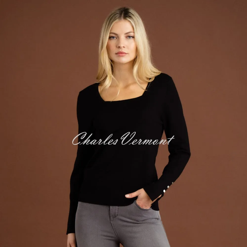 Marble Square Neck Top Black