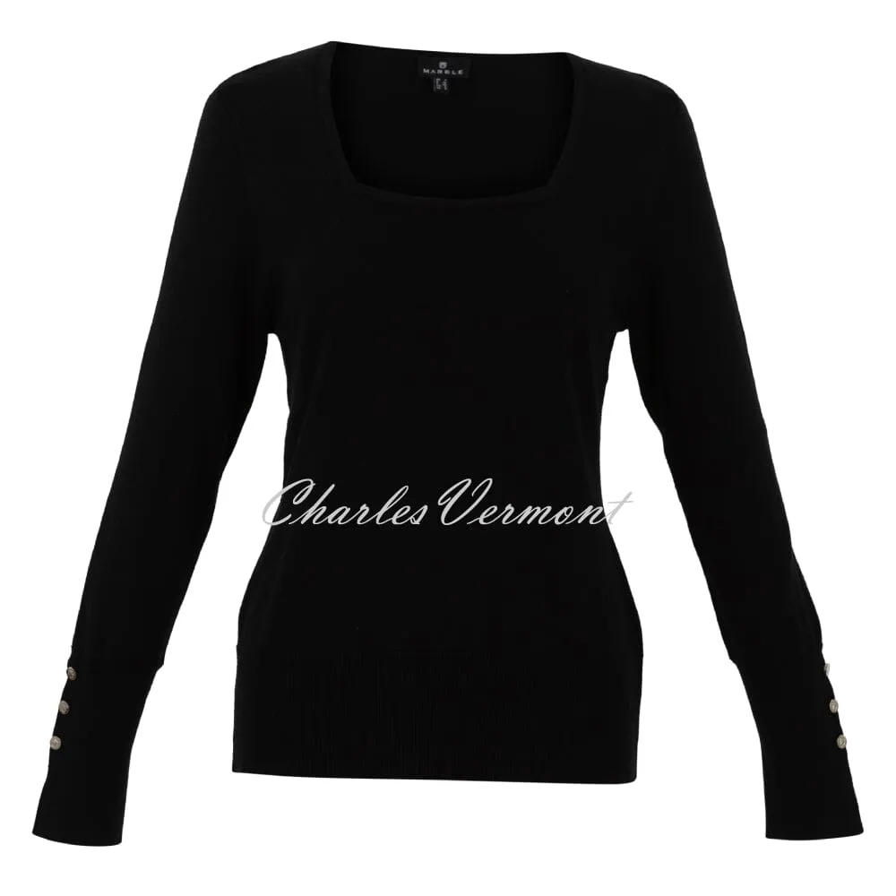 Marble Square Neck Top Black