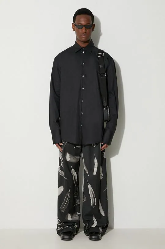 Marcelo Burlon Black Wind Feathers Wool Trousers