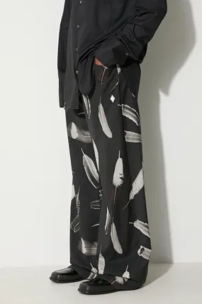 Marcelo Burlon Black Wind Feathers Wool Trousers