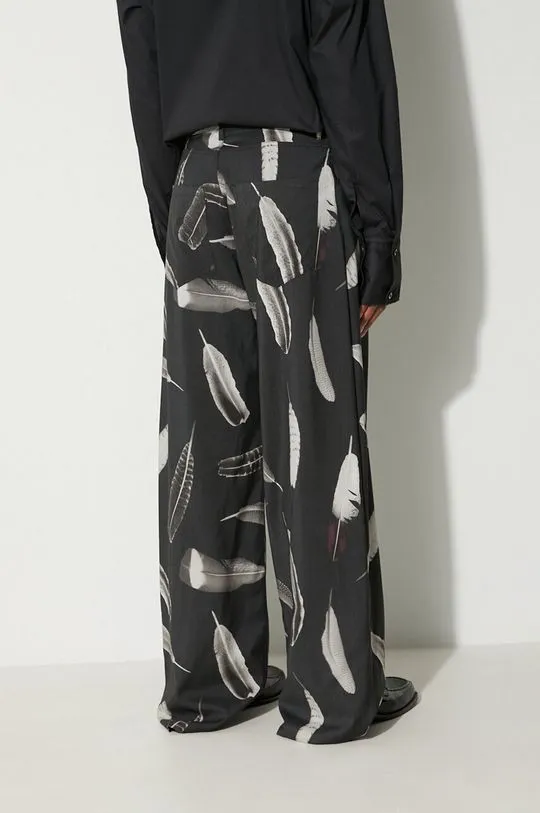 Marcelo Burlon Black Wind Feathers Wool Trousers