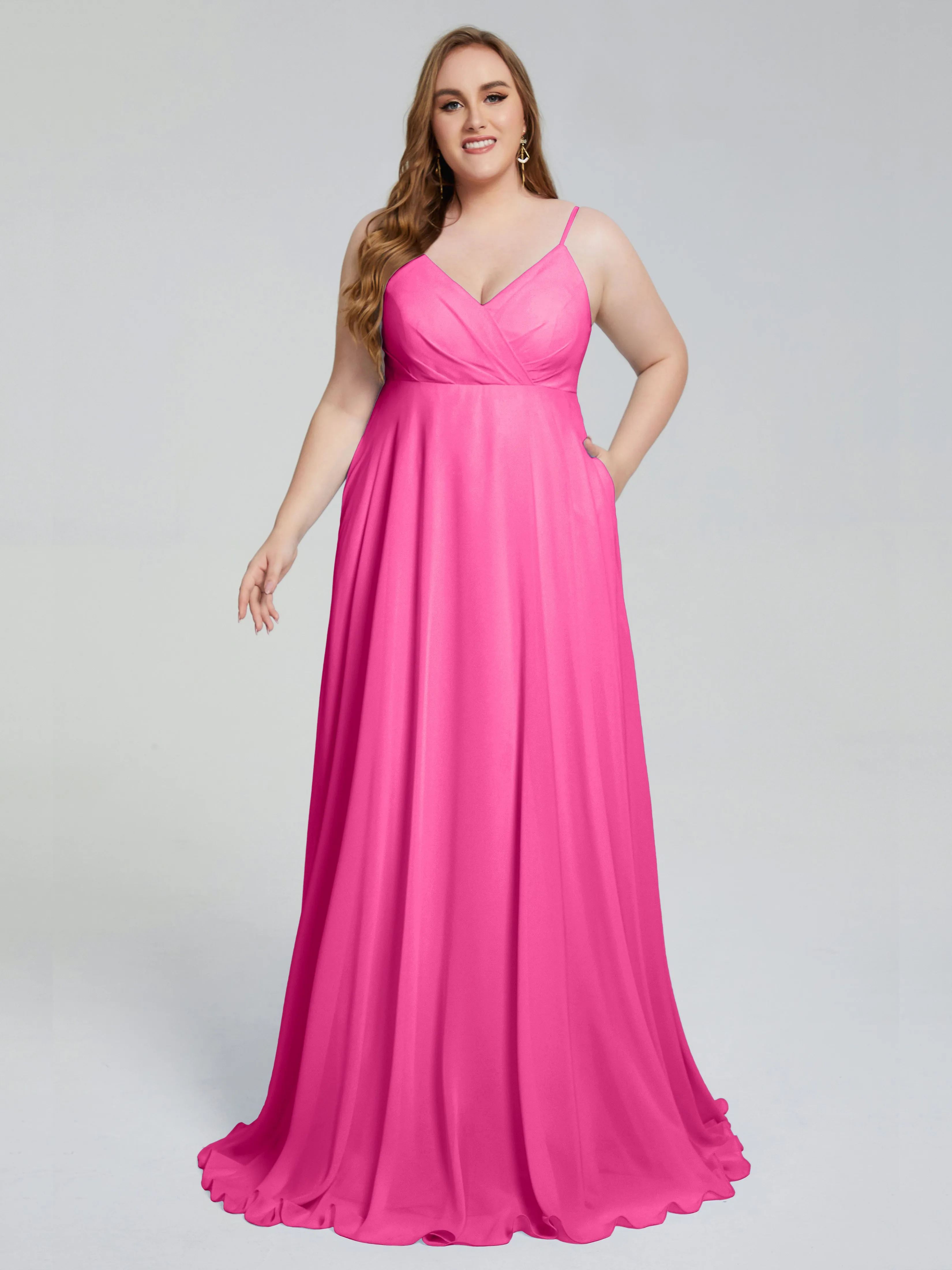 Mariah Sweep Train Plus Size Chiffon Bridesmaid Dress