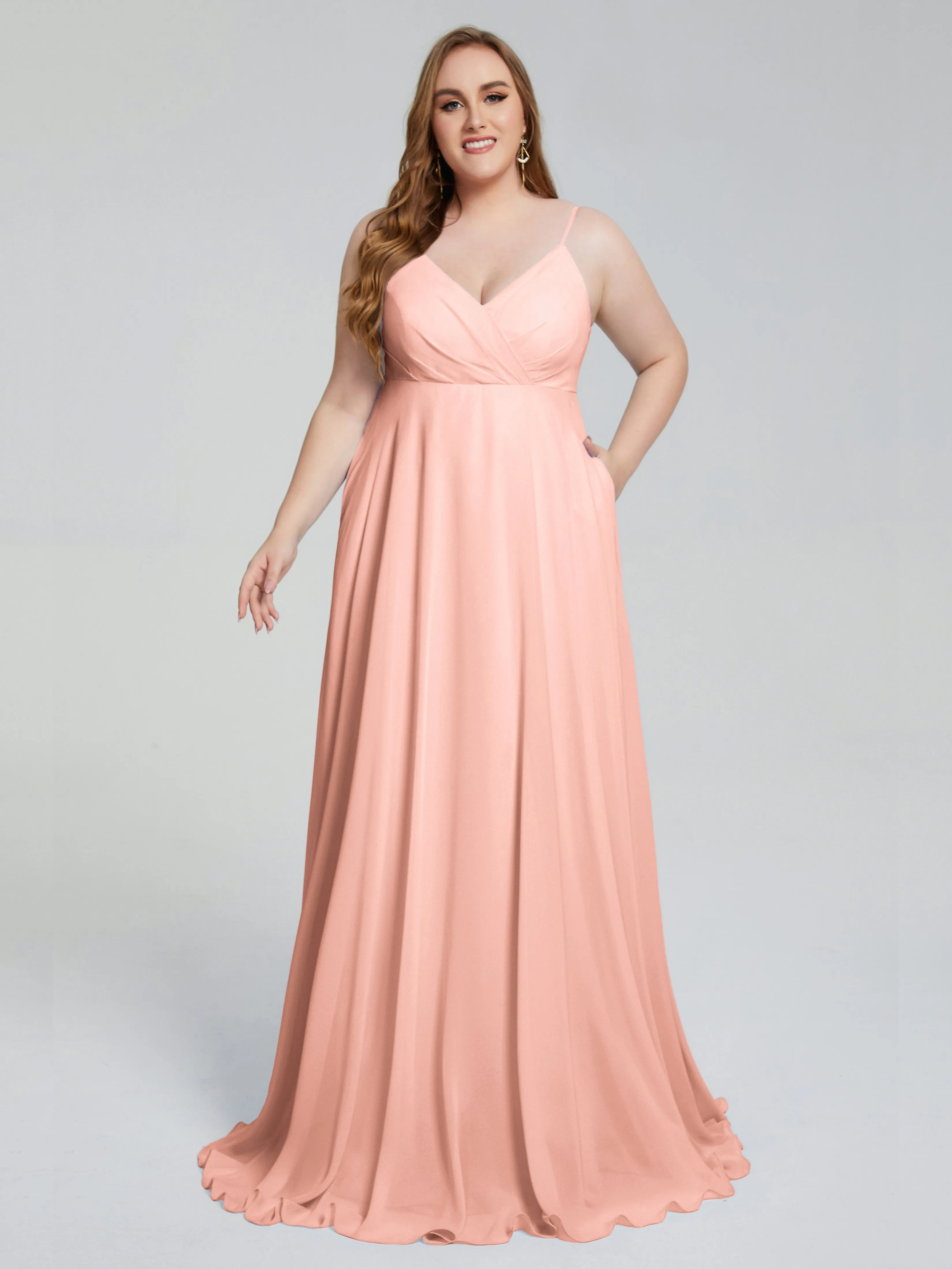 Mariah Sweep Train Plus Size Chiffon Bridesmaid Dress