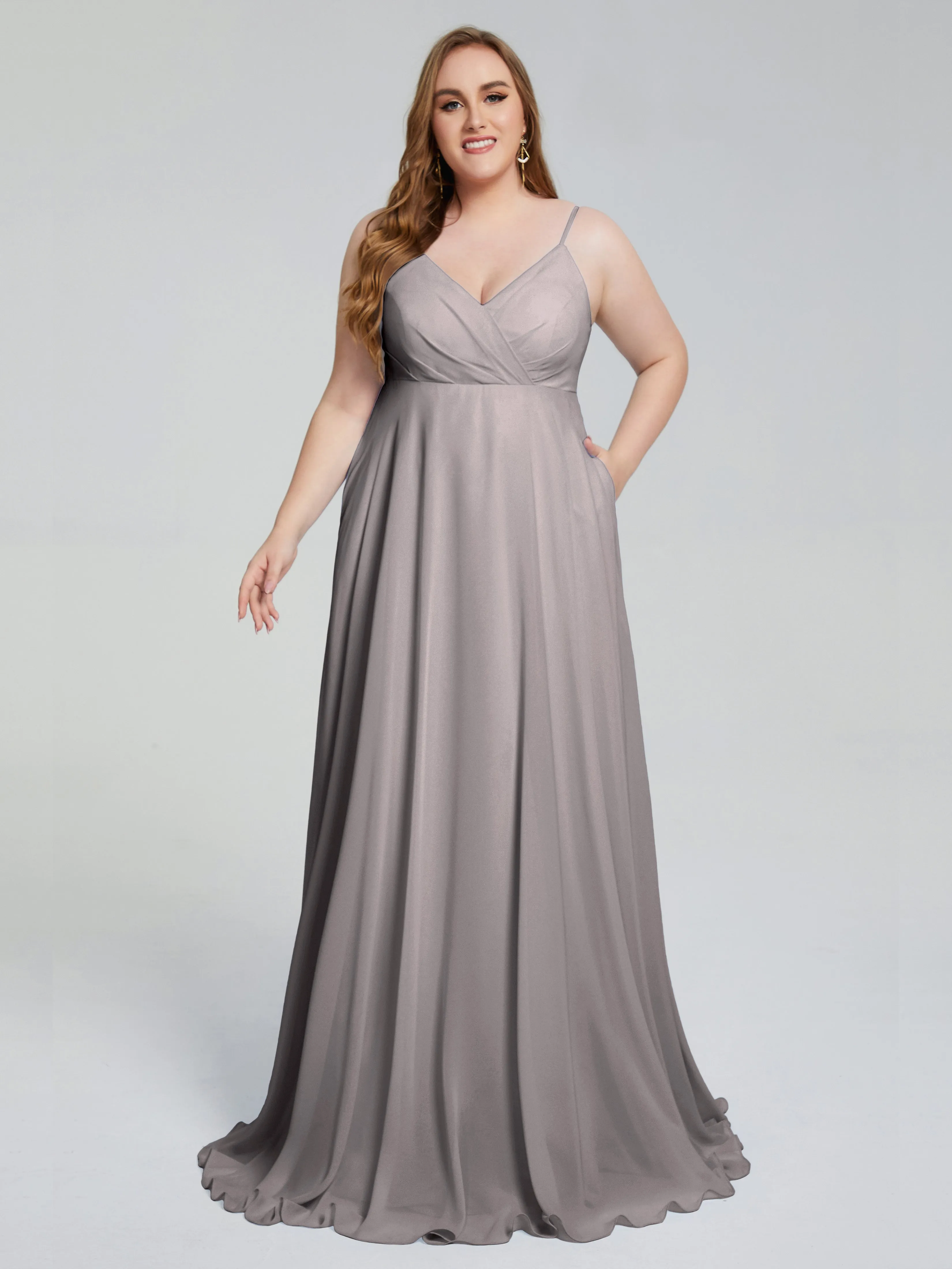 Mariah Sweep Train Plus Size Chiffon Bridesmaid Dress