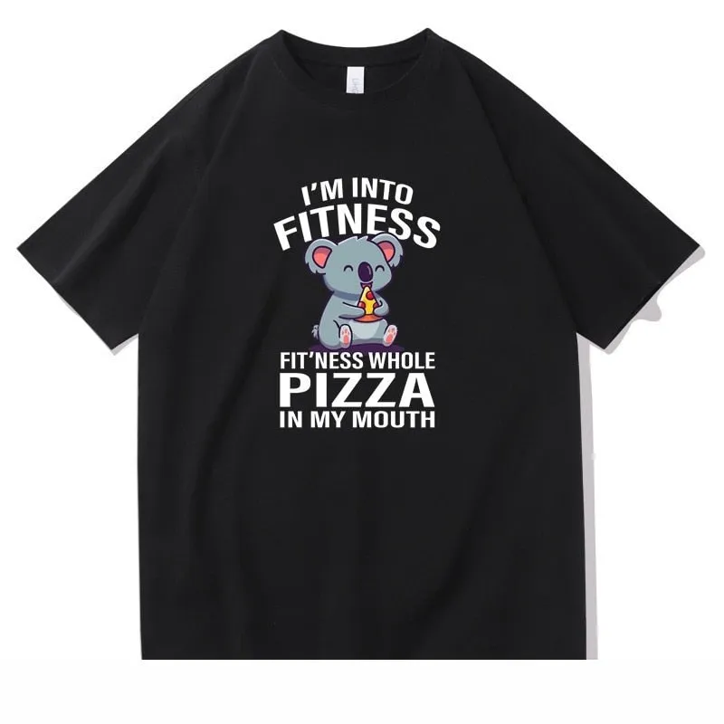 Men's 100% Cotton Fitness Pizza T-Shirt