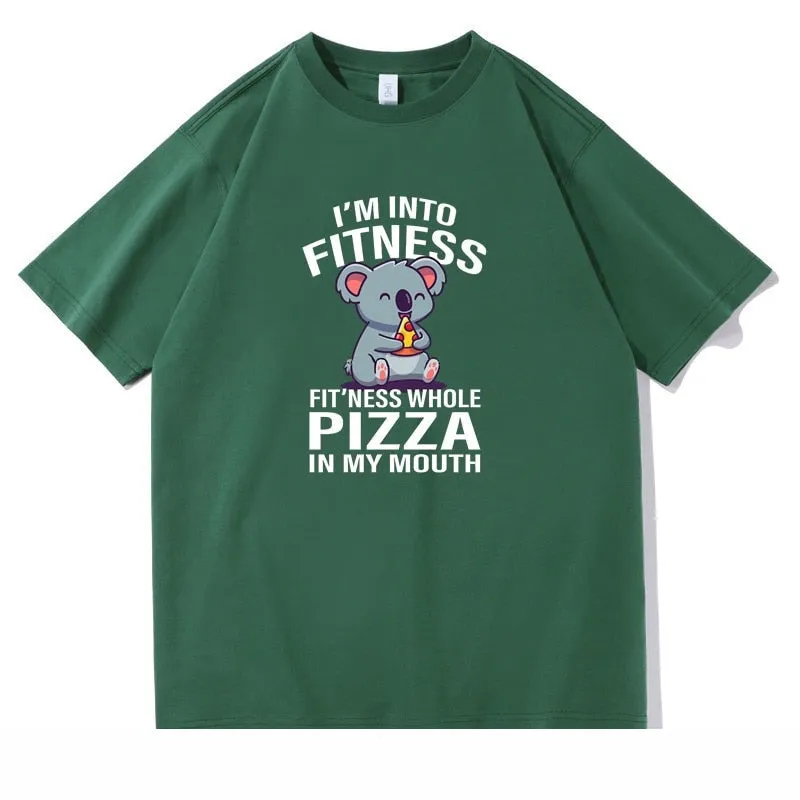 Men's 100% Cotton Fitness Pizza T-Shirt