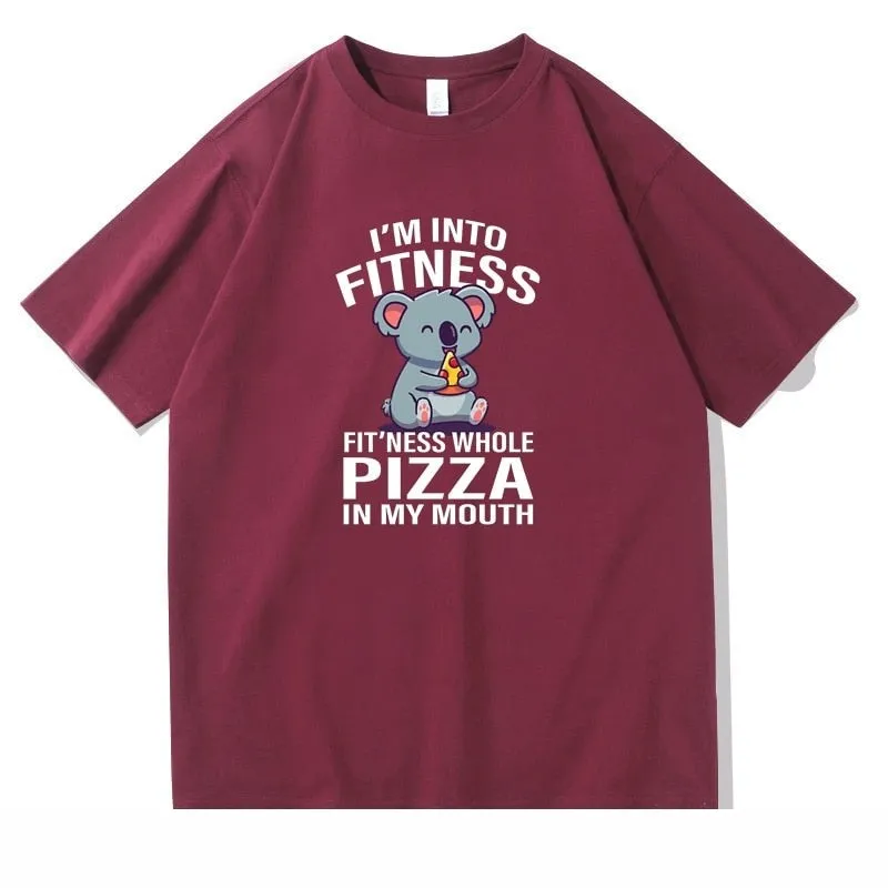 Men's 100% Cotton Fitness Pizza T-Shirt