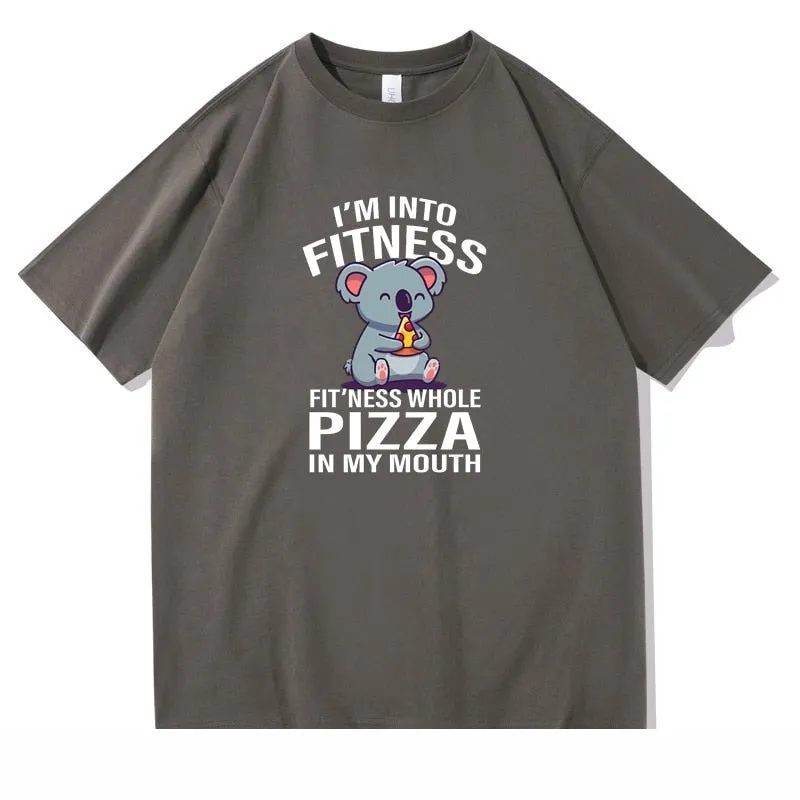 Men's 100% Cotton Fitness Pizza T-Shirt