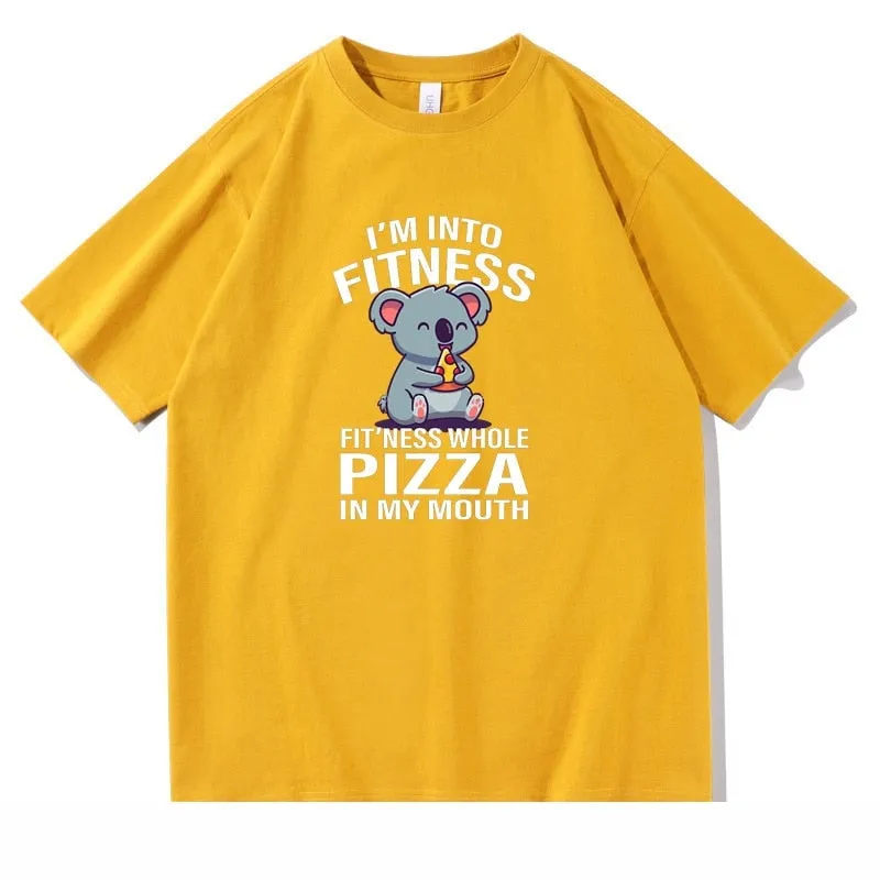 Men's 100% Cotton Fitness Pizza T-Shirt