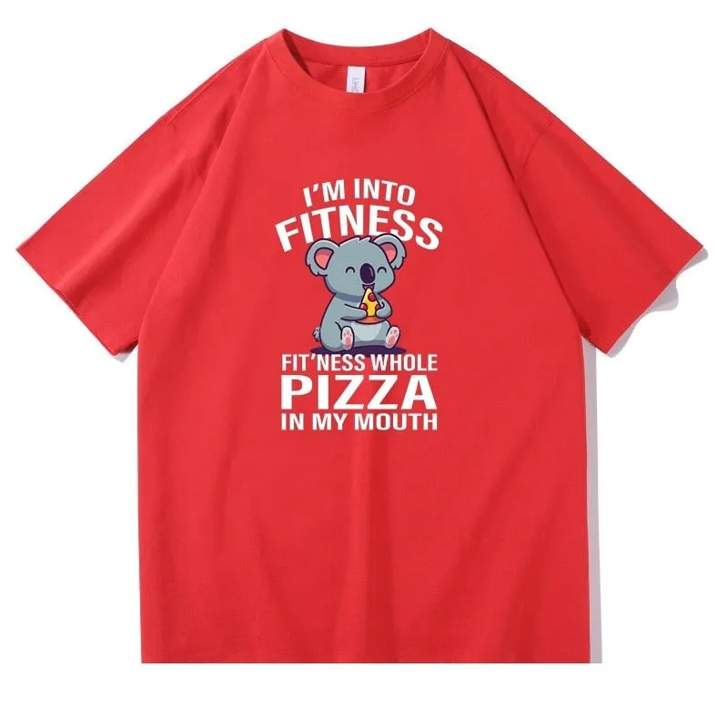 Men's 100% Cotton Fitness Pizza T-Shirt