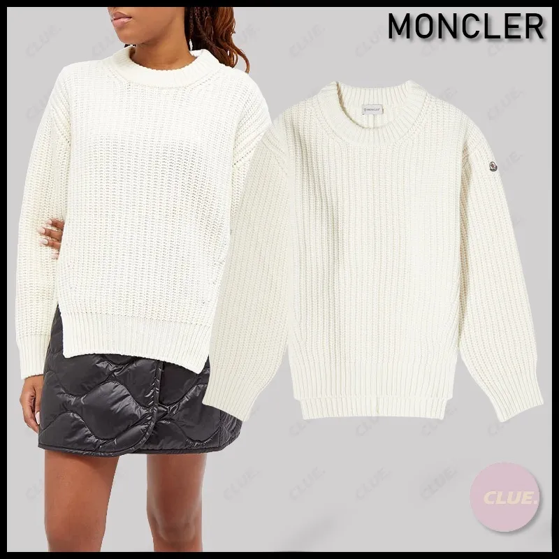 Crew Neck Wool Long Sleeves Logo V-neck & Crew neck by MONCLER